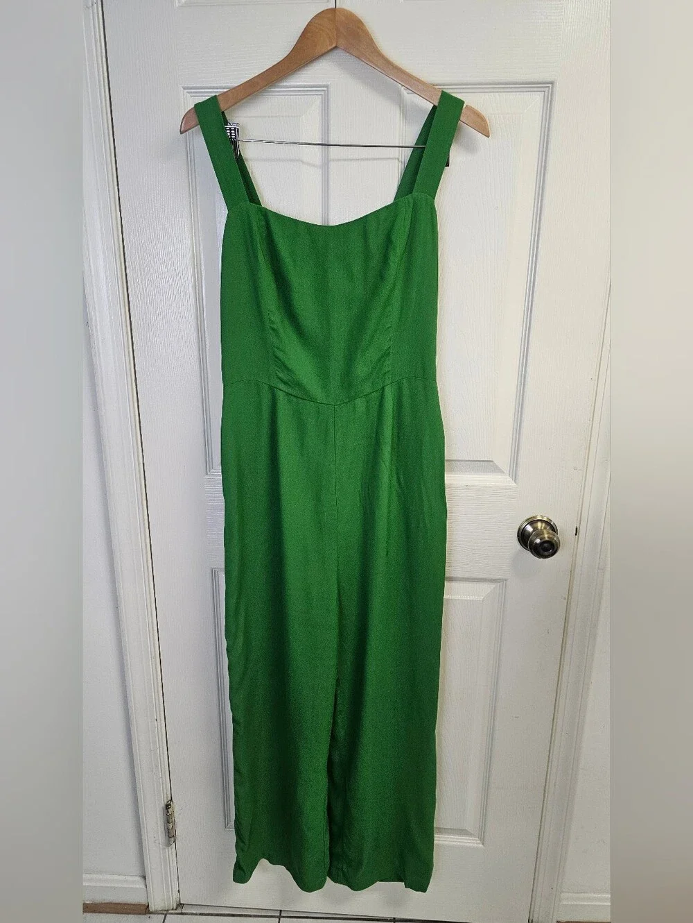 Reformation Alva Linen Wide Leg Jumpsuit Palm Green Size 10